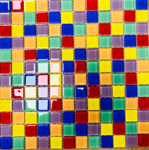Pâte de verre Arlequin ,2.3 x 2.3 cm par 100 g.