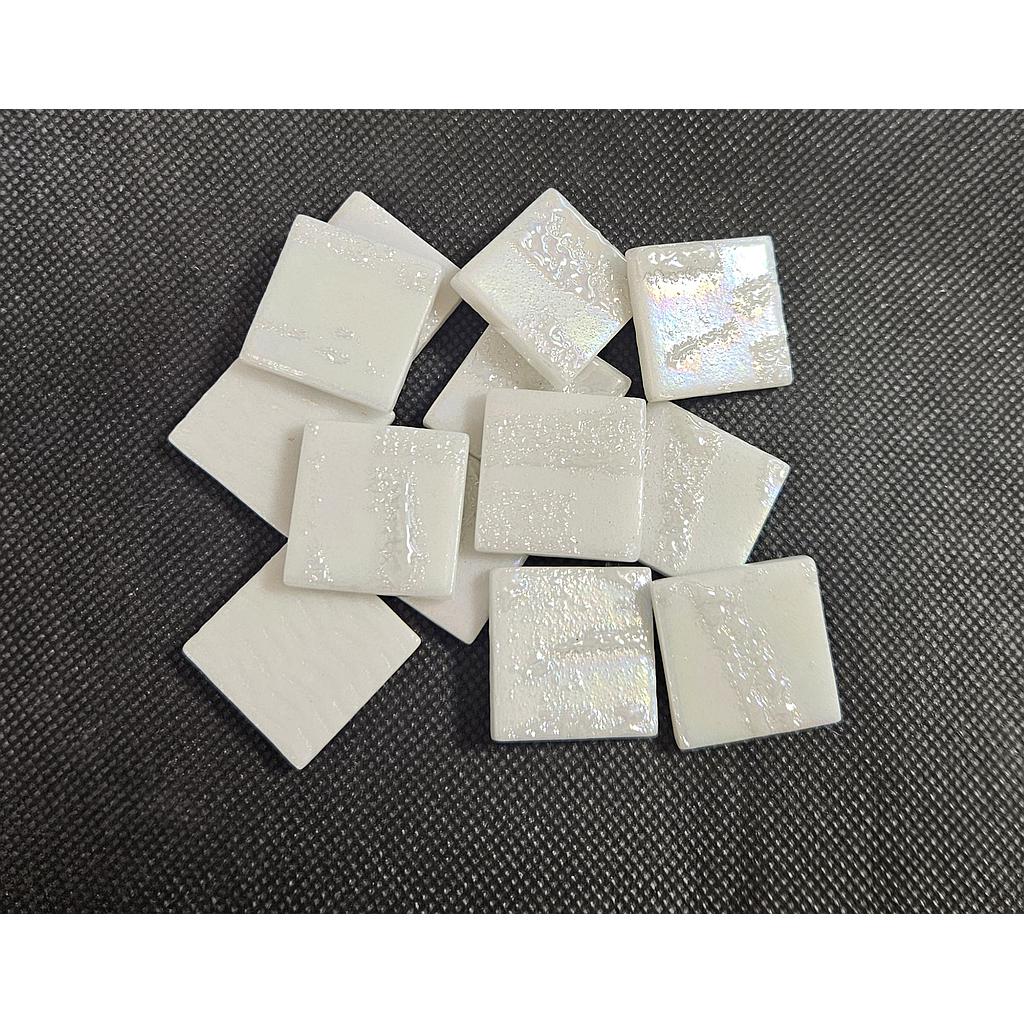 Pâte de verre Bamboo blanco 2.5 x 2.5 cm, vendu par 100g