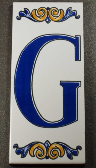 Lettre G en Faïence, 6.5 x 15 cm