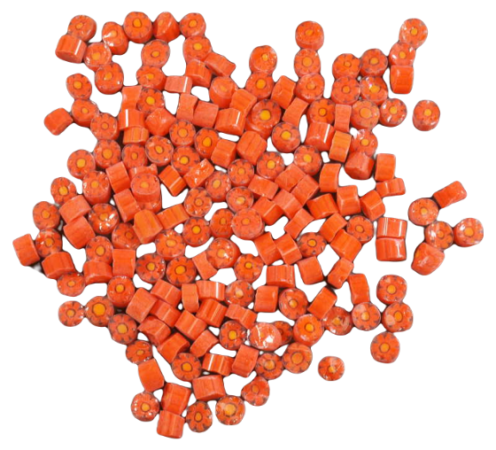 Millifiori n°54 Transparent Fleur Rouge 4-5 mm, par 50g
