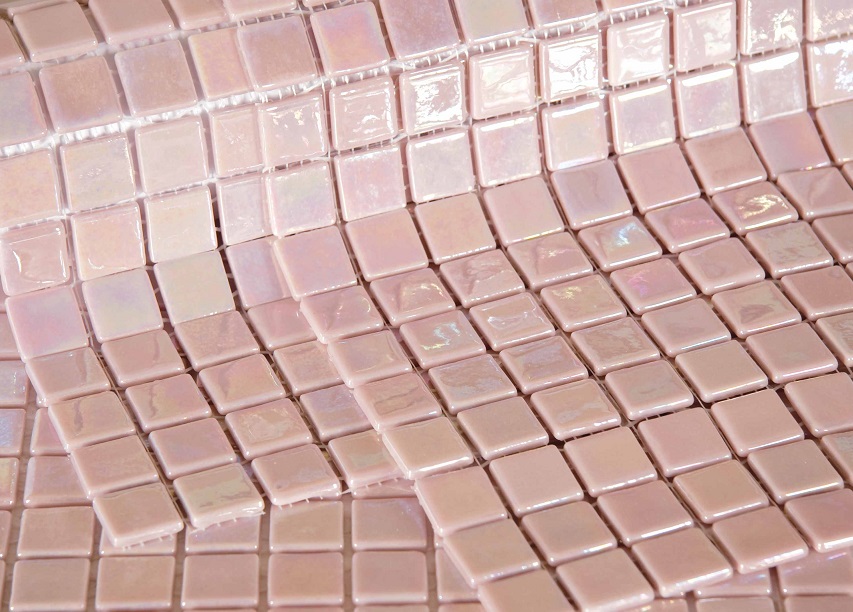 Pate de verre Irisé Rose 2,4 x 2,4 cm, par 100g
