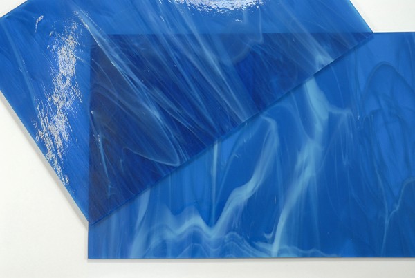Plaque de Verre 20 x 20 cm  - Aigue Marine Foncé Nuageux n°25