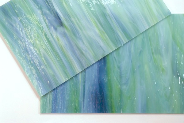 Plaque de Verre 20 x 20 cm  - Aigue-Marine Vert Clair Blanc n°28
