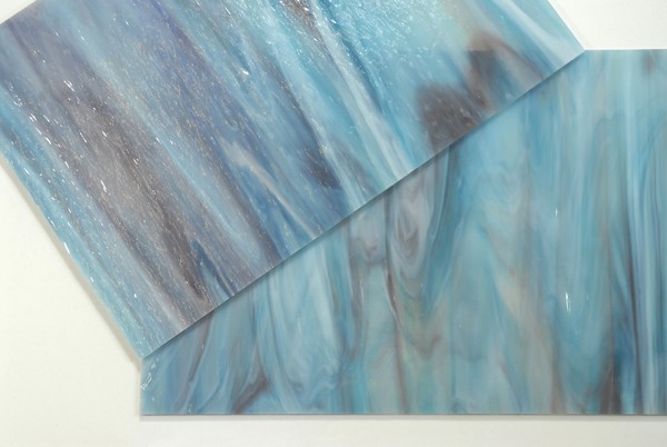Plaque de Verre 20 x 20 cm n°30 - Bleu Ciel Rose Blanc