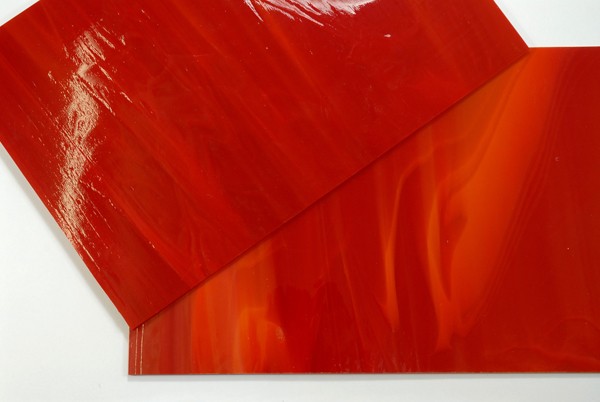Plaque de Verre 20 x 20 cm n°11 - Rouge Blanc Opaque