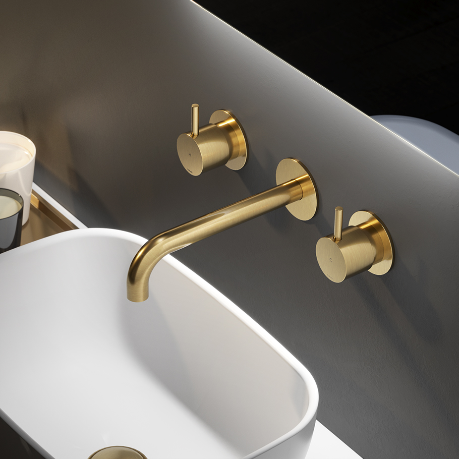 Cobber - Façade Mélangeur Lavabo 3 Trous - Encastré - Bec Verseur - 18 cm - CB005T-18