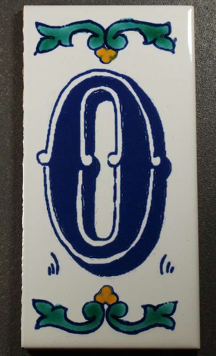 Numéro Artisanal 0 en Faience 7,5 x 15 cm