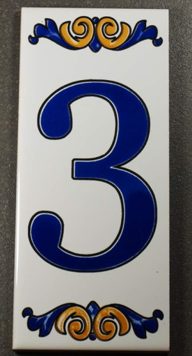 Numéro 3 en Faïence 6.5 x 15 cm