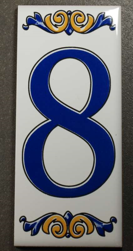 Numéro 8 en Faïence 6.5 x 15 cm