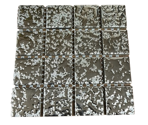 [SB393 MATTE] Pate de Verre Métallique Argentée 2,5 x 2,5 cm, Par 100 gr