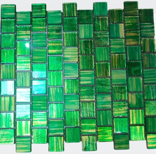 [CM CF43] Mix Pâte de verre striée vert , Brillant et mate , 3 X 3 cm ,par 100 g