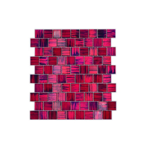 [CM CF47] Mix Pâte de verre striée rose ,Brillant et mate, 3 x 3 cm à la plaque.