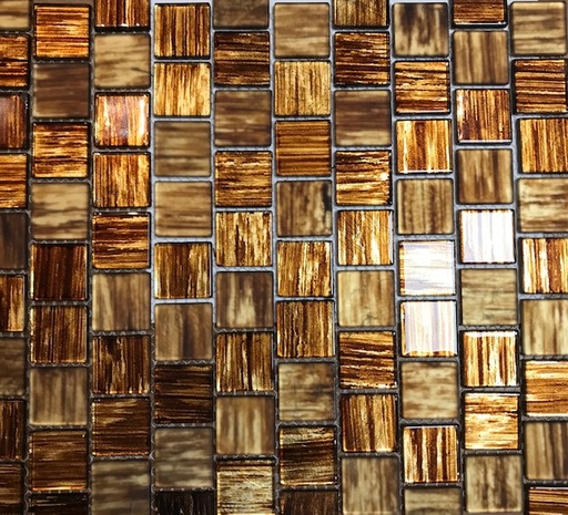 [CM CF45] Mix Pâte de verre striée Marron ,Brillant et mate, 3 x 3 cm à la plaque