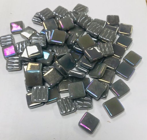 [045] Pâte de verre gris irisé , 1.2 x 1.2 cm , par 100 g.