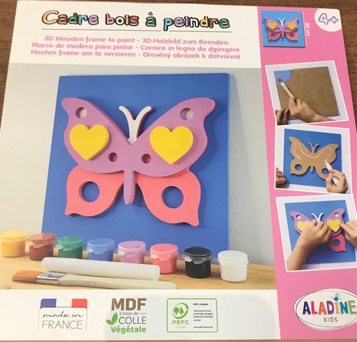 [85490] Coffret cadre bois à peindre papillon - A partir de 4 ans 