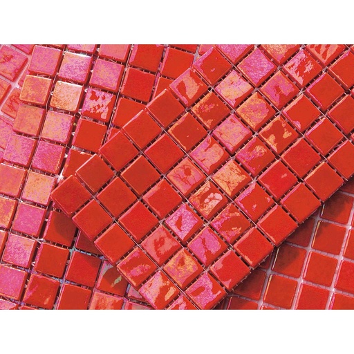 [ACQUARIS PASION] Pate de verre Irisé Rouge 2,4 x 2,4 cm, par 100g