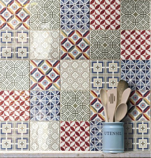 [20946] Faïence Country Patchwork, 13.2 x 13.2 cm, Vendu au m²