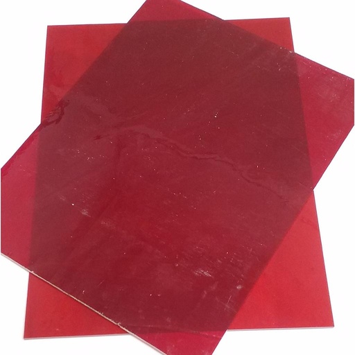 [T051-1520] Plaque de Verre 15 x 20 cm, Rouge Transparent