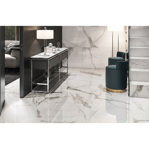Grès Cérame Statuario Lux, 60 x 120 cm, Ep. 9 mm, Vendu au m², 1 Bte = 1.44 m² 